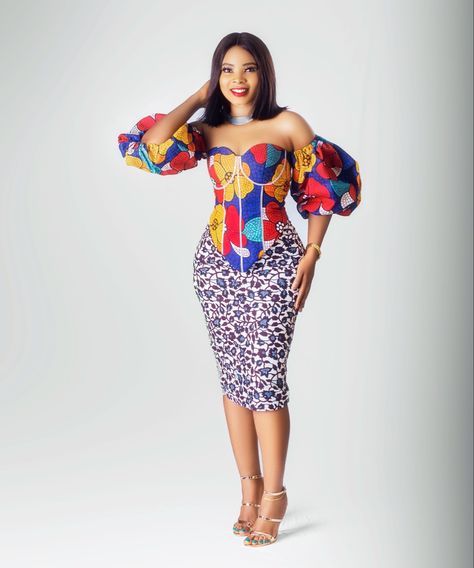 Latest Ankara styles 2022 Ankara Corset Dress Styles, Ankara Short Dress Styles, Ankara Corset Dress, Ankara Corset, Chitenge Outfits, Cropped Outfits, Ankara Short, Stylish Naija, Exquisite Dresses