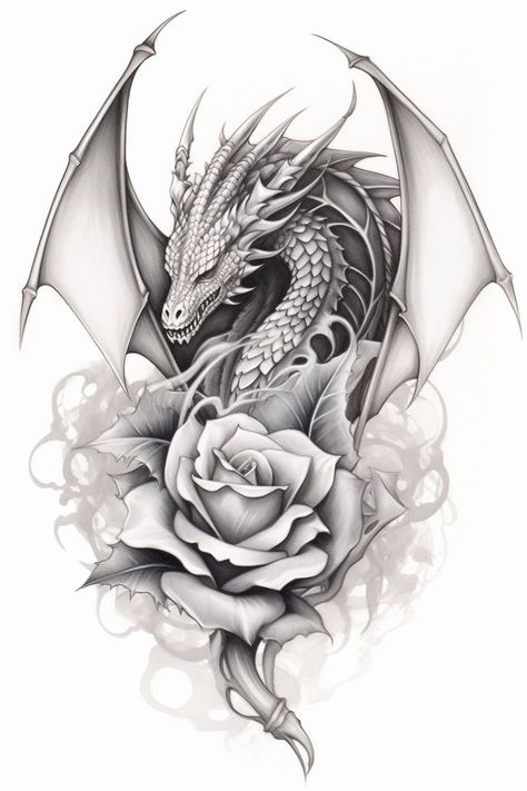 Female Dragon Tattoo, Medieval Dragon Tattoo, Dragon Tattoo Realistic, Viking Dragon Tattoo, Pixie Tattoo, Forever Tattoo, Tier Tattoo, Rose Drawing Tattoo, Dragon Tattoo Art