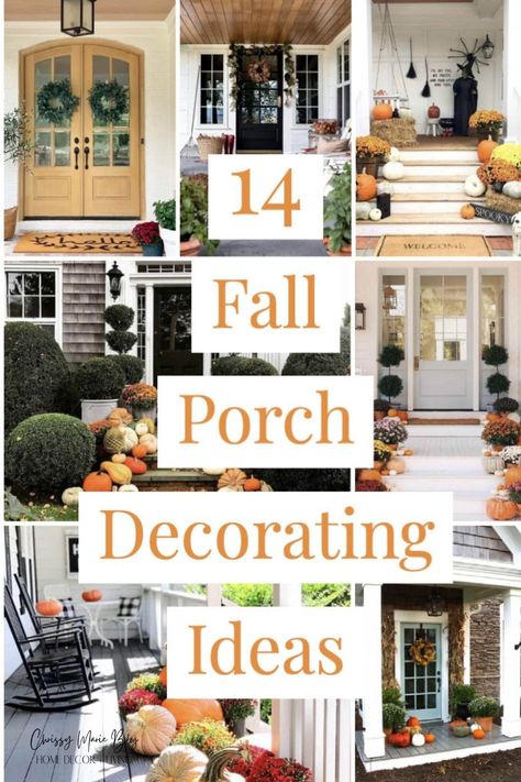 Rustic Fall Porch Decorating Ideas, Simple Fall Porch Decor, Farmhouse Fall Porch Decor, Porch Fall Decorating Ideas, Rustic Fall Porch, Fall Porch Decorating Ideas, Fall Porch Decor Ideas, Fall Porches, Fall Entryway Decor