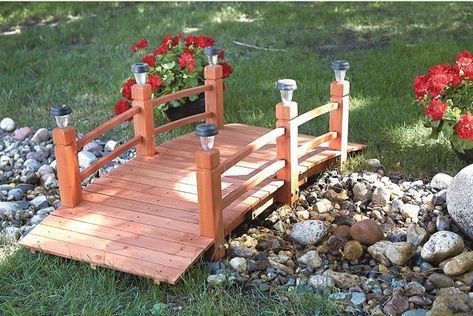 55 Backyard Bridge Ideas: Tranquil Perspective for Your Landscape Garden Bridge Design, Backyard Bridges, Solar Landscape Lighting, Wooden Bridge, Bridge Design, Decorative Wood, Garden In The Woods, Wooden Garden, Wood Bridge