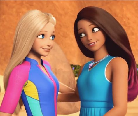 Blonde And Brunette Cartoon Characters, Barbie Mermaid Movie, Barbie Dolphin Magic, Barbie Dream House Adventures, Blonde And Brunette Best Friends, Barbie Swimsuit, Barbie And Her Sisters, Mermaid Movies, Barbie Mermaid