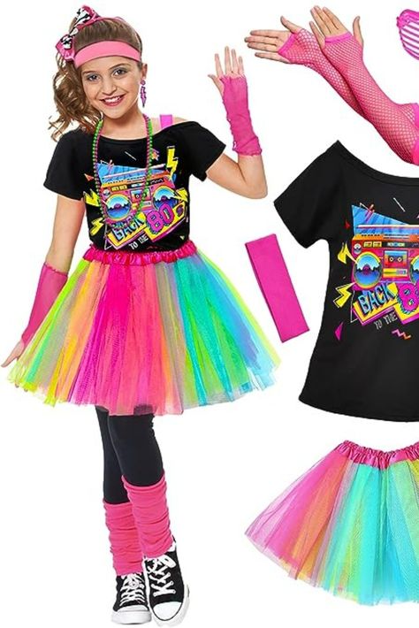 14Pcs Kids 80s Costume Accessories Set Halloween Party Fancy Outfits Cosplay 1980s Theme Retro Hop Hip Party for Girls 80’s Fashion Kids, 80s Fashion Kids Girls Outfit, 1980s Party Outfits Women, Retro Kids Outfit, 80s Outfits For Kids, 80s Costumes For Kids, Girls 80s Outfits Kids, 80s Girls Outfits, 80s Costume Kids