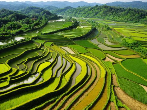 Discover Thailand's Beauty: Rice Paddies of Northern Thailand Inspiring Landscapes, Rice Paddies, Rice Paddy, Rice Field, Northern Thailand, Awe Inspiring, Muse, Thailand, Rice