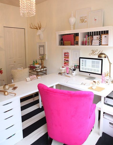 Bureau Hack Ikea, Ikea Corner Desk, Ikea Office Hack, Ikea Linnmon, Ikea Desk Hack, Desk Hacks, Ikea Office, Ikea Crafts, Feminine Home Offices