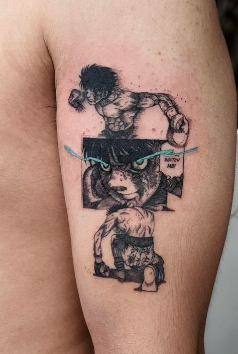 Hajime No Ippo Tattoo, Hajime No Ippo Art, Manga Tattoo Anime, Anime Tattoo Ideas Manga, Hajime No Ippo Manga, Naruto Tattoos, Hunter Tattoo, Zelda Tattoo, Tattoo Anime