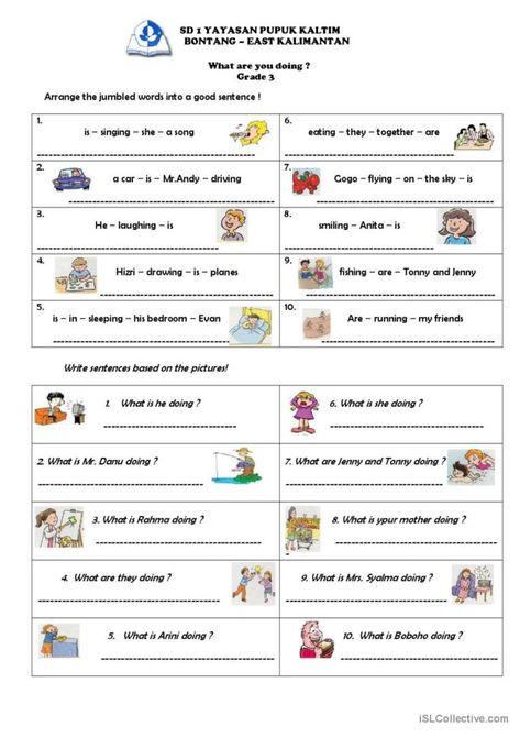 What are you doing ?: English ESL worksheets pdf & doc What Are You Doing Worksheet, Esl Adults, Likes And Dislikes Worksheets, Describing People Worksheet For Kids, Esl Who What When Where Why, Present Continuous, Character Worksheets, Grammar Worksheets, English Phrases