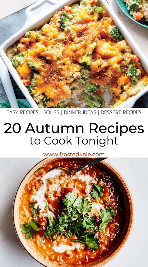 Fall Healthy Casserole, Clean Fall Dinner Recipes, Fall Dinner Recipes Oven, Easy Hearty Lunch Ideas, Autumn Dinners Healthy, Cozy Fall Meals Vegetarian, Summer To Fall Recipes, Quick Autumn Dinners, Healthy Fall Meals Vegetarian