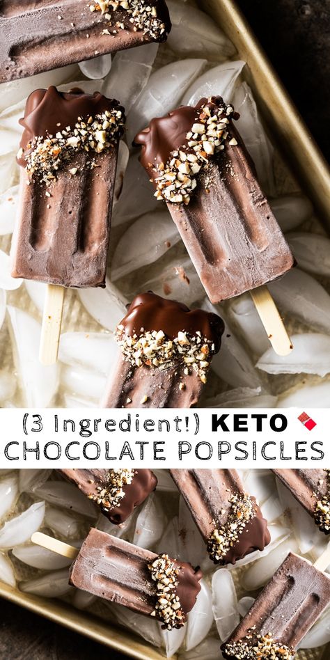 Healthy Chocolate Popsicles, Keto Popsicle Recipes, Keto Popsicle, Paleo Popsicles, Keto Popsicles, Chocolate Popsicles, Low Carb Ice Cream, Postre Keto, Keto Treats