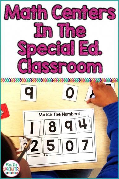 Hands On Math Centers In The Special Education Classroom... they ARE possible!! Using these hands on centers activities will help your students master and generalize their math skills. #mathhelp Special Education Centers, Special Ed Classroom, Ed Classroom, Sped Math, Special Education Math, Sped Classroom, Special Education Activities, Special Education Elementary, Teaching Special Education