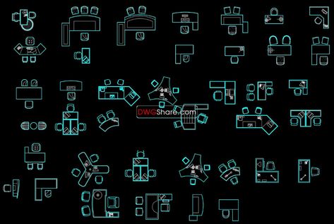 4.Office furniture plan view AutoCAD blocks free download Furniture In Plan, Furniture Plan View, Autocad Free, Google Office, Cash Counter, Office Table Design, Autocad Blocks, Money Safe, Building Furniture