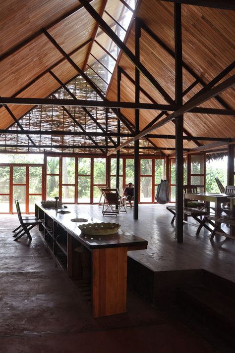 Wood Frame Architecture, Lodge Architecture, Lodge Design Architecture, Safari Lodges Design, Eco Lodge Architecture, Native American Inspired Architecture, Interior Wood Paneling, Lodges Design, Modern Tropical House