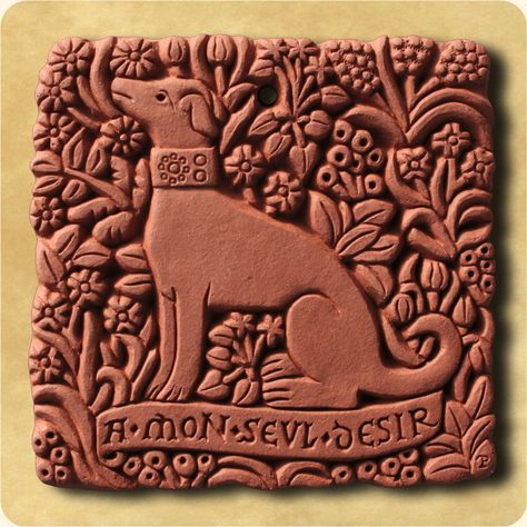 Dog And Flowers, Flowers Wall Decor, Terracotta Wall, Art Nouveau Tiles, Sculptures Céramiques, Clay Wall, Relief Sculpture, Clay Tiles, Decorative Tiles