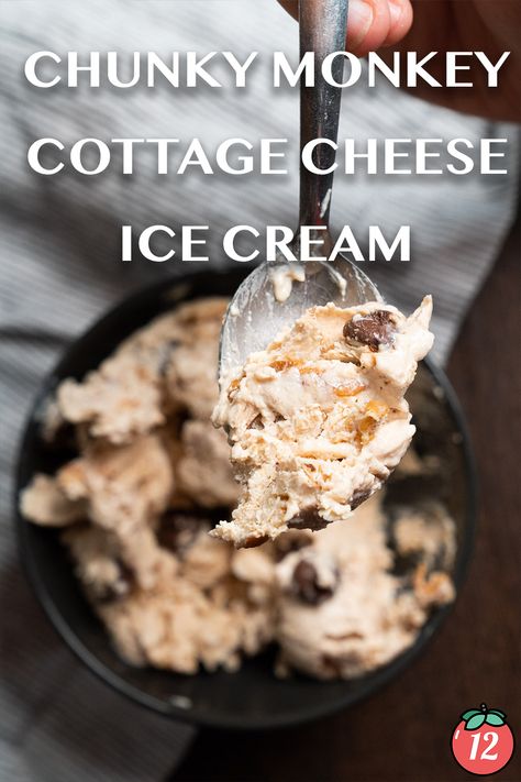 Chunky Monkey Cottage Cheese Ice Cream | 12 Tomatoes Chunky Monkey Cottage Cheese Ice Cream 12 Tomatoes, Chunky Monkey Cottage Cheese Ice Cream, Cottage Cheese Ninja Creami Recipes, Chunky Monkey Ice Cream, Cottage Cheese Ice Cream, Cottage Cheese Desserts, Cheese Ice Cream, Protein Ice Cream, Chunky Monkey