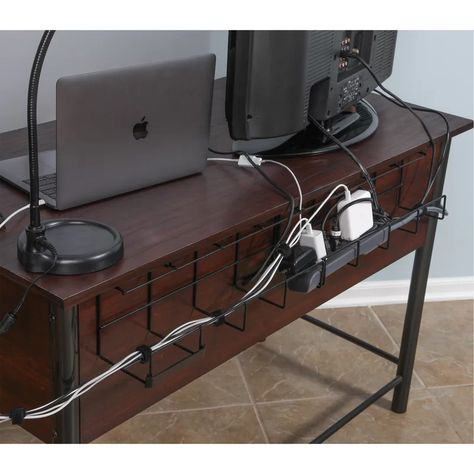 Newton Supply Wire Tray Desk Cable Organizer | Wayfair.ca Computer Desk Hidden Cables, Cable Organizer Diy, Cable Management Diy, Hide Electrical Cords, Management Desk, Desk Cable Management, Cable Management Desk, Cable Organizer Box, Diy Computer Desk