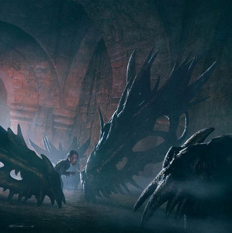 Arya amongst the old dragon skulls underneath the Red Keep. Description from pinterest.com. I searched for this on bing.com/images The Red Keep, Magali Villeneuve, Old Dragon, Game Of Thrones Books, Asoiaf Art, Jaime Lannister, Gra O Tron, Cersei Lannister, Games Of Thrones