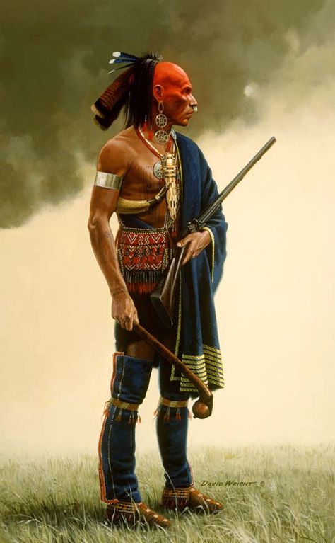 David Wright (from Tennessee) - his website:  http://www.davidwrightart.com/ David Wright, Woodland Indians, Native American Paintings, Native American Warrior, Native American Clothing, Indian Pictures, Wilde Westen, American Frontier, Native American Artwork