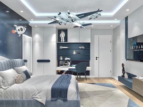 30 Teenage Boys Bedroom Ideas for Stylish & Cool Spaces - placeideal.com Bedroom Ideas For Boys Kids, Bedroom Boys Ideas, Bedroom Kids Boys, Bedroom Design For Boys, Space Teenage Bedroom, Teenager Beds Boy, Blue Teenage Boys Bedroom Ideas, Boys Room Design For Kids, Study Bedroom Ideas