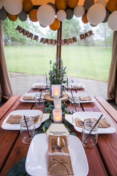 Fathers Day Tea Party, Fathers Birthday Party Ideas, Fathers Day Set Up At Home, Fathers Day Brunch Ideas Decor, Father’s Day Morning Ideas, Father’s Day Celebrations Ideas, Father’s Day Dinner Decor, Fathers Day Dinner Ideas Decor, Father’s Day Decoration Party