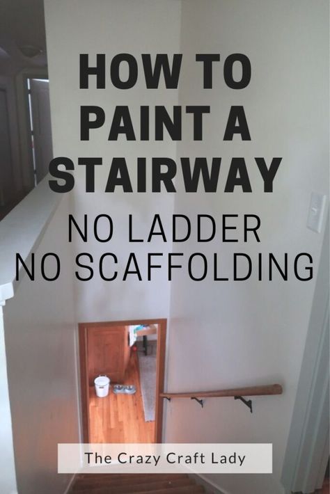 Painting can be a TON of hard work. See how I managed to paint our stairway wall WITHOUT a ladder or scaffolding AND without hiring a professional painter. Stairway Wall Paint Ideas, Stairwell Paint Ideas Wall Colors, Paint For Stairway Walls, Painted Stairwell Ideas, Stairwell Wall Paint Ideas, Feature Wall Stairwell, Paint Stairway Walls, Paint Ideas For Stairway Walls, Painting On Stairs Wall