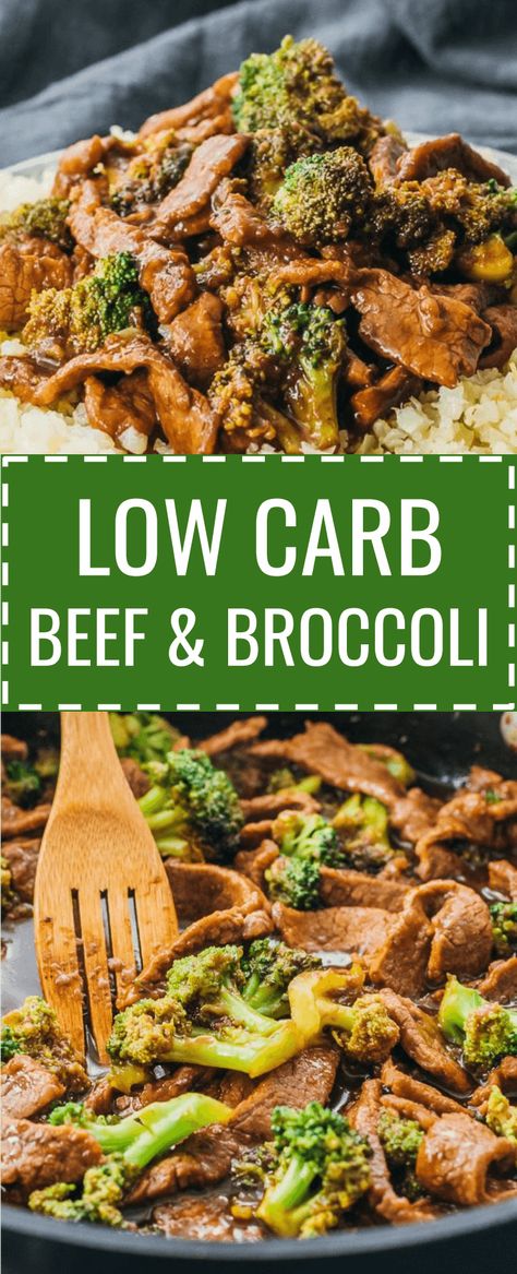 A low carb and keto friendly version of beef and broccoli stir fry. cauliflower rice / veggies / dinners / diet / atkins / induction / meals / recipes / easy / dinner / lunch / foods / healthy / gluten free / panda express / chinese / sauce / stirfry / mongolian / best / korean / asian / marinade / pf changs / quick / authentic / simple / flank steak / skillet / take out #beef #dinner #keto #lowcarb Low Kj Meals, Meat And Veggie Dinners, Stir Fry Cauliflower Rice, Stir Fry Cauliflower, Fry Cauliflower, Steak Skillet, Keto Beef Stew, Chinese Sauce, Atkins Induction