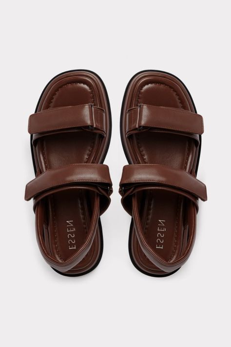 Adjustable Leather T-strap Sandals With Buckle, Luxury T-strap Sandals With Leather Sole, Luxury Leather Sole T-strap Sandals, Luxury Double Strap Sandals With Cork-bed Midsoles, Brown T-strap Sandals With Adjustable Leather Sole, Double Strap Sandals, Sporty Sandal, Coat Shoes, Handmade Project