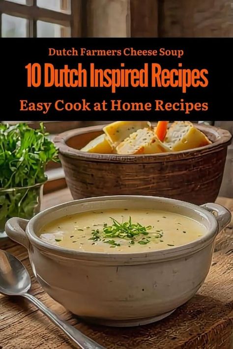 Dutch Farmers Cheese Soup Recipe Farmer’s Cheese, Dutch Cuisine, Dutch Cheese, Cheese Soup Recipe, Trip To Amsterdam, Cheese Soup Recipes, Farmers Cheese, Diced Potatoes, Cheese Soup