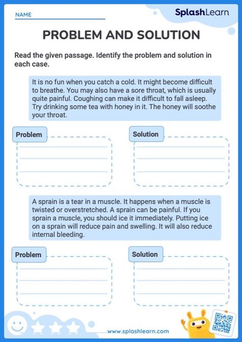 Identify the Problem and Solution - ELA Worksheets - SplashLearn Fourth Grade Reading, Vocabulary Lesson Plans, Story Worksheet, Phonics Lesson Plans, Raz Kids, Problem Solving Worksheet, Kids Worksheet, Ela Worksheets, Coordinate Graphing