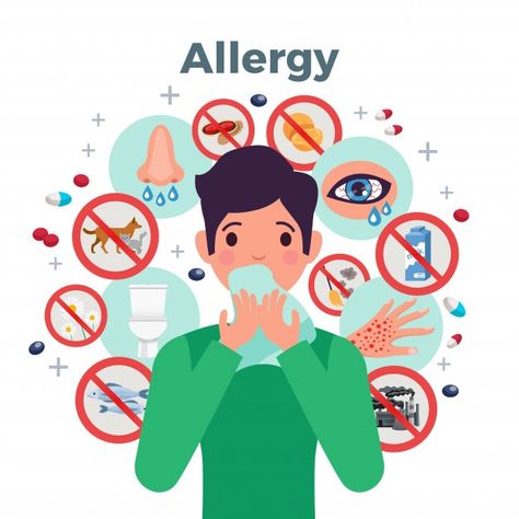 Allergy concept with risk factors and sy... | Free Vector #Freepik #freevector #food #people #flower #design Hypersensitivity Reactions, Allergic Rhinitis, Allergy Testing, Seasonal Allergies, Flat Vector Illustration, Allergy Symptoms, Skin Allergies, Allergic Reaction, Flat Vector