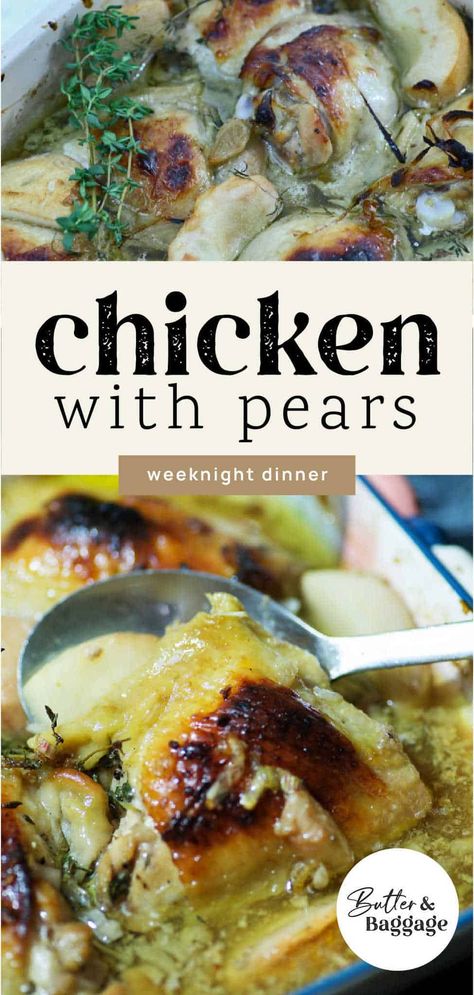 Chicken With Pears Recipes, Pear And Chicken Recipes, Chicken Pear Recipes, Pear Chicken Recipes, Pear Entree Recipes, Savory Pear Dishes, Chicken And Pears Recipes, Savory Pears Recipes, Pears Recipes Easy Healthy