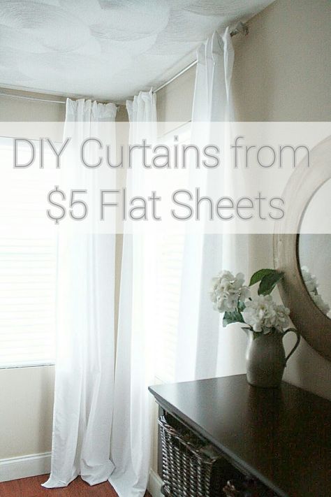 How to make Back-Tab Window Panels From A Flat Sheet - FEARFULLY & WONDERFULLY MADE Flat Sheet Curtains, Vanderpump Villa, Sheet Curtains, Fearfully Wonderfully Made, Villa Rosa, Lisa Vanderpump, Tab Curtains, Drop Cloth Curtains, Simple Curtains