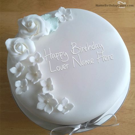 White Roses Birthday Cake For Lover With Name Cake Name Edit, Quotes For Me, Birthday Cake Write Name, Friends Birthday Cake, Birthday Cake Writing, Birthday Cake With Name, Birthday Wishes With Name, Cake With Name, Birthday Wish For Husband