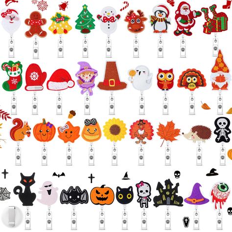 PRICES MAY VARY. Sufficient and Various: you will receive 36 pieces of holiday retractable badge holders in different designs, enough quantity and different styles to satisfy your use and replacement requirements in daily life, and you can share them with others Cute Design: our name badge clips adopt holiday theme, including Halloween, Thanksgiving Day and Christmas more, featuring festival elements, such as maple leaf, pumpkin, skull, pumpkin, Santa Claus and so on, delicate and lovely, full o Leaf Pumpkin, Felt Name, Pumpkin Skull, Skull Pumpkin, Christmas Felt, Retractable Badge Holder, Holiday Theme, Name Badges, Nurse Badge Reel