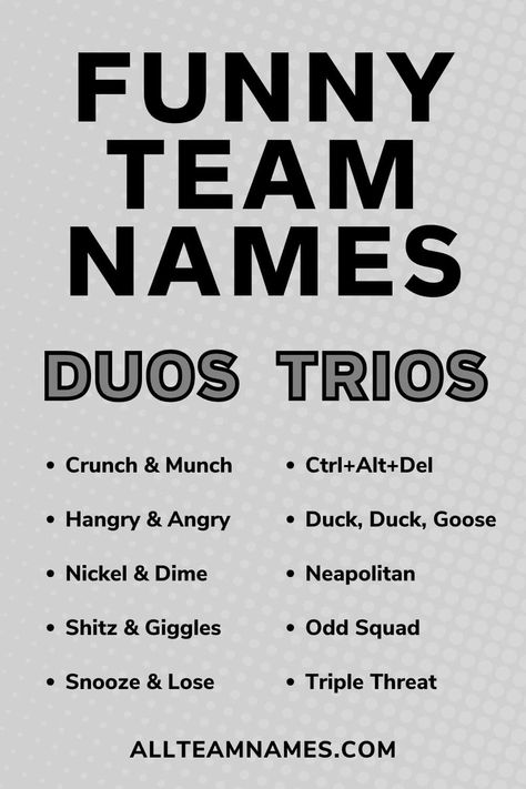 funny team names for groups list Trio Names For Groups, Dance Group Names Ideas, Trivia Team Names Funny, Trio Group Names Ideas, Trio Names, Trio Outfit Ideas, Names For Groups, Playing Games With Friends, Group Names Funny