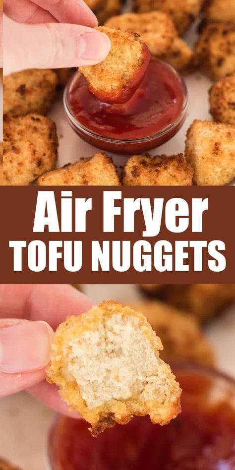 Tofu Chicken Nuggets, Vegetarian Chicken Nuggets, Frozen Tofu, Vegetarian Nuggets, Air Fryer Tofu, Breaded Tofu, Tofu Nuggets, Tofu Chicken, Homemade Tofu