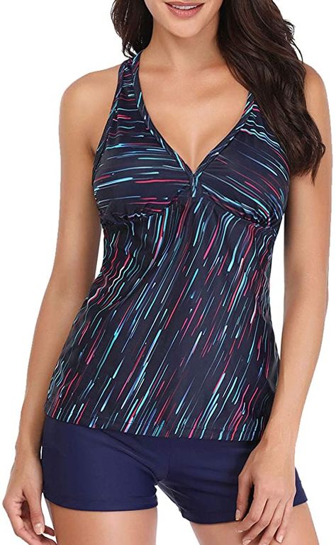 best-swimsuits-for-women Sporty Bathing Suits, Tankini With Shorts, Skirted Swimsuit, Swimsuit With Shorts, Tankini Swimsuits For Women, Womens Tankini, Printed Tankini, Spandex Top