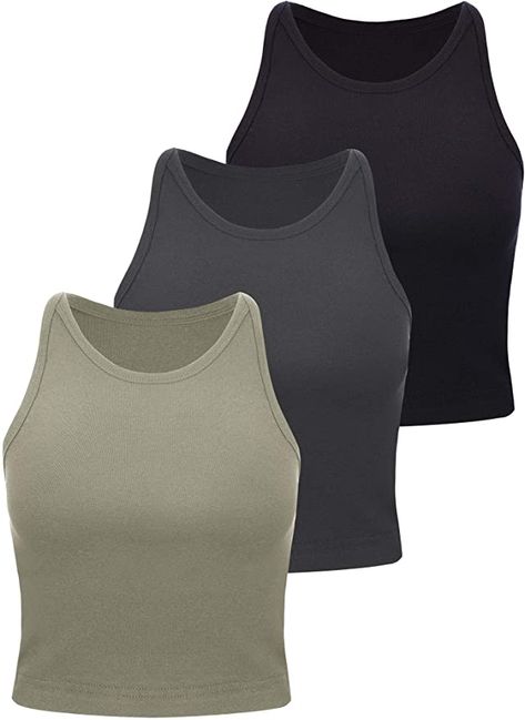 Amazon.com: Boao 3 Pieces Women's Basic Sleeveless Racerback Crop Tank Top Sports Crop Top for Lady Girls Daily Wearing: Clothing Basic Clothing Pieces, Sports Crop Top, Animes Emo, Fashion Basics, Clothing Business, Sports Crop Tops, Athletic Gear, Sport Top, Downtown Girl