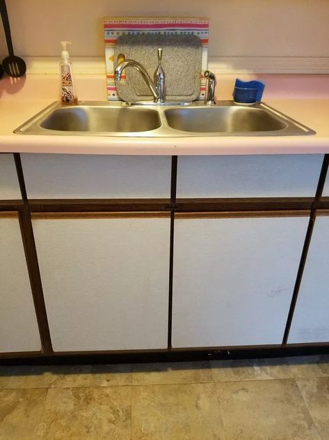 How could I redo my ugly, laminated, kitchen cabinets? | Hometalk Redoing Kitchen Cabinets Diy, Refresh Old Kitchen Cabinets, Cover Kitchen Cabinets, Cheap Kitchen Cabinet Makeover, Stick On Cabinet Cover, Redo Laminate Cabinets, Update 1980s Kitchen Cabinets, Outdated Cabinets, Cladding Kitchen Cabinets