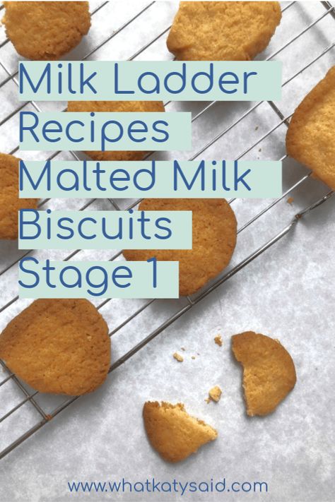 Milk Ladder Recipes | Malted Milk Biscuits - What Katy Said Are you looking to start the milk ladder but don't know where to start? Here is the first stage and everything you need to know about the process. Malt Biscuits Recipes, Milk Ladder Recipes, Dairy Ladder Step 1 Recipe, Dairy Ladder, Milk Ladder, Malted Milk Biscuits, Cows Milk Protein Allergy, Malt Recipe, Milk Biscuits