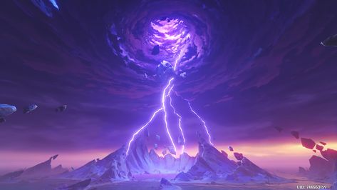 Purple Concept Art, Purple Lightning Aesthetic, Nate River, Super Powers Art, Magic Design, Fantasy Places, Landscape Artwork, Fantasy Concept Art, Arte Fantasy