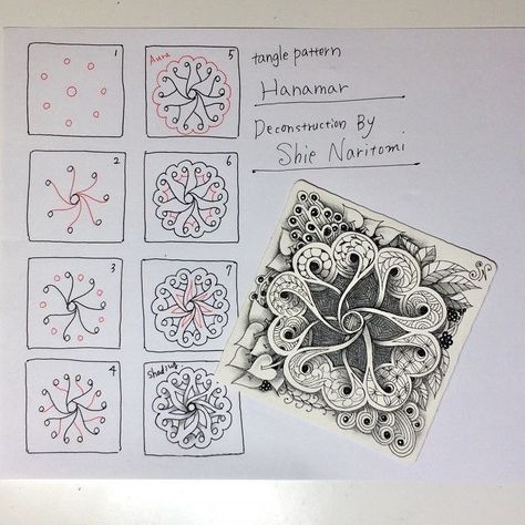 Zentangle Flowers, Zen Doodle Patterns, Zentangle Tutorial, Zentangle Artwork, Tangle Pattern, Tangle Doodle, Zen Doodle Art, Geometric Design Art, Zentangle Designs