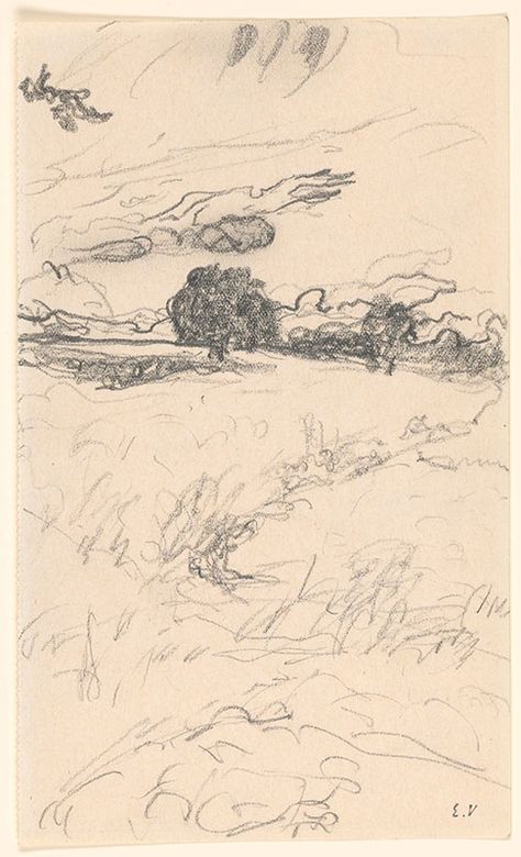 Large Tree in the Distance | Édouard Vuillard: Sketches and Studies | The Morgan Library & Museum Online Exhibitions Meadow Sketch, Edouard Vuillard, Morgan Library, Large Tree, The Morgan, Sketchbook Journaling, The Meadows, Exhibitions, Sketch Book