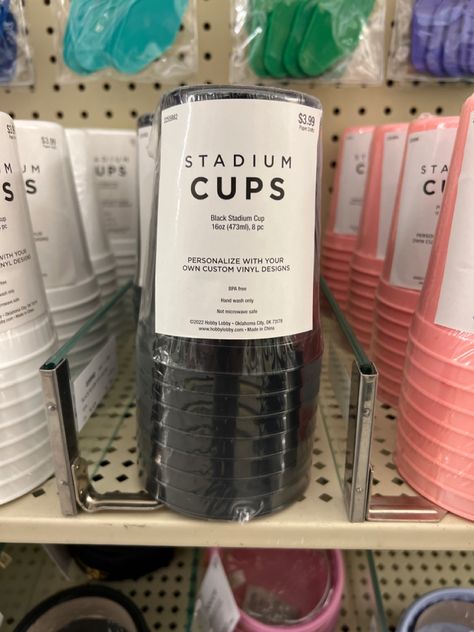 Diy Party Cups, Stadium Cups, Diy Cups, Party Cups, Custom Vinyl, Vinyl Designs, Diy Party, Hobby Lobby, Ups