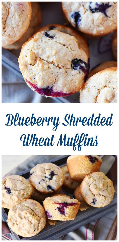 Blueberry Shredded Wheat Muffins are made with Post Shredded Wheat Original Cereal. They taste so good and can be frozen for breakfasts on the go. Recipe makes 12 muffins. AD #CerealAnytime #SpoonfulsofGoodness Shredded Wheat Crumbs, Frosted Mini Wheats Recipe Desserts, Shredded Wheat Muffins, Recipes With Shredded Wheat Cereal, Recipes Using Shredded Wheat Cereal, Frosted Mini Wheats Recipe, Shredded Wheat Cereal Recipes, Shreddies Recipes, Shredded Wheat Recipes