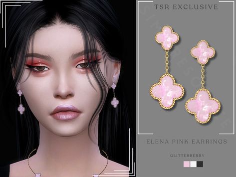 The Sims Resource - Elena Pink Earrings Mod Earrings, Sims 4 Black Hair, Sims 4 Cas Mods, Sims Four, Sims Hair, Sims 4 Mods Clothes, Sims 4 Cas, Star Earrings Stud, Sims 4 Cc Finds