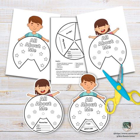 All About Me Spinner Wheel Craft Canva Template All About Me Spinner Printable, All About Me Spinner, All About Me Lapbook, All About Me Template, All About Me Activity, About Me Printable, All About Me Project, Robin Tattoo, All About Me Crafts