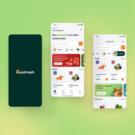 🚀 Presenting the "Focofresh" grocery shopping mobile app, designed to provide users with an easy, convenient, and efficient way to purchase groceries. This app aims to revolutionize the online grocery shopping experience by offering a user-friendly interface, seamless navigation, and a comprehensive product catalog. Key Features: 👉 User-Centric Design: Focuses on providing a seamless and intuitive user experience. 👉 Comprehensive Product Details: Provides all necessary information for info... Grocery App Design, Grocery App Ui Design, Grocery Shopping App, Mobile Navigation, App Ideas, Groceries App, Business Presentation Templates, Graphic Ideas, Mobile Shop