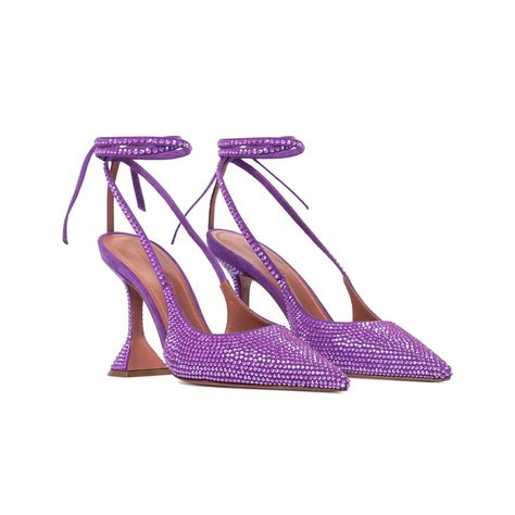 The 16 Best Amina Muaddi Shoes That Keep Selling Out | Who What Wear Purple Wedding Shoes, Heels Slingback, Rubber Shoe, Shoes 2021, Summer High Heels, Heels Summer, Purple Heels, Heels Red, Party Pumps