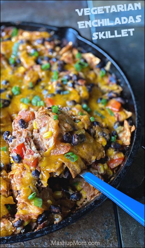 Enchiladas Skillet, Cast Iron Skillet Recipes Dinner, Aldi Meal Plan, Vegetarian Enchiladas, Easy Vegan Recipes, Iron Skillet Recipes, Cast Iron Skillet Recipes, Weeknight Dinner Recipes Easy, Cast Iron Recipes