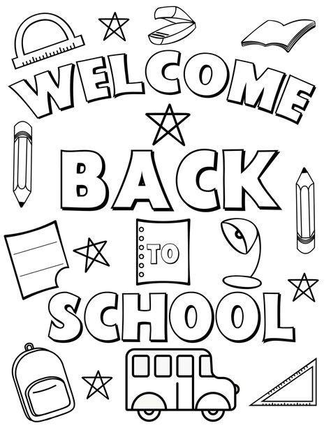 25 Free Back To School Coloring Pages Back To School Coloring Pages Free Preschool, Back To School Colouring Pages, Welcome Back To School Worksheets, Back To School Coloring Pages, Back To School Images, School Bus Safety, Daycare Classroom, Welcome To Class, Back To School Worksheets