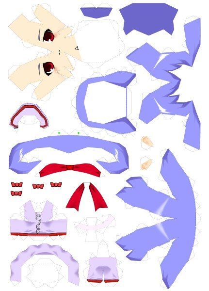 Touhou Papercraft, Cutecore Crafts, Anime Papercraft, Papercraft Templates Printables, Papercraft Anime, Miku Hatsune Chibi, Anime Paper, Origami Patterns, Paper Doll Template